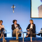Forum „Europa im globalen Wettbewerb“ – v.l.n.r. IT-Vordenkerin Sarah Spiekermann-Hoff (WU Wien), Moderator Thomas Mayer (DerStandard), Landesrätin Barbara Eibinger-Miedl, BusinessEurope-CEO Markus Beyrer
