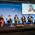 Forum „Europa im globalen Wettbewerb“ – v.l.n.r. Top-Beraterin Antonella Mei-Pochtler (ThinkAustria), IT-Vordenkerin Sarah Spiekermann-Hoff (WU Wien), Moderator Thomas Mayer (DerStandard), Landesrätin Barbara Eibinger-Miedl, BusinessEurope-CEO Markus Beyrer, Top-Manager Siegfried Wolf.