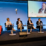 Forum „Europa im globalen Wettbewerb“ – v.l.n.r. Top-Beraterin Antonella Mei-Pochtler (ThinkAustria), IT-Vordenkerin Sarah Spiekermann-Hoff (WU Wien), Moderator Thomas Mayer (DerStandard), Landesrätin Barbara Eibinger-Miedl, BusinessEurope-CEO Markus Beyrer, Top-Manager Siegfried Wolf.